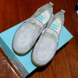 TOMS X Disney Silver Cinderella Glitter Mesh Deconstructed Alpargatas Size 7.5